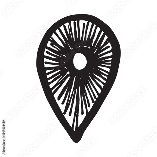 Hand drawn map pin Map marker pointer sign GPS and mapping tools Location pin symbol Pinpoint clipart in doodle style Single element for web, design