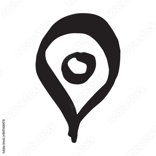 Hand drawn map pin Map marker pointer sign GPS and mapping tools Location pin symbol Pinpoint clipart in doodle style Single element for web, design
