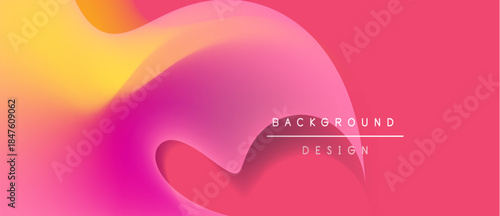 Abstract fluid shapes blend vibrant pinks, yellows. Modern design features text background, design. Smooth gradients create dynamic visual impact.
