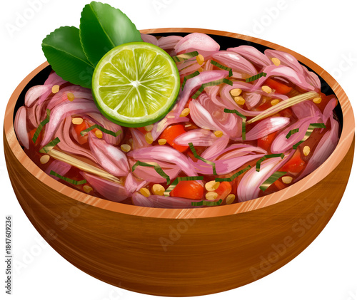 Foto Sambal Matah Traditional Indonesian Food Illustration