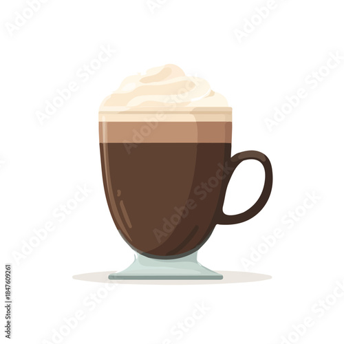 Flat 2D vector illustration of Caffe Mocha, simple icon style on a clean white background.