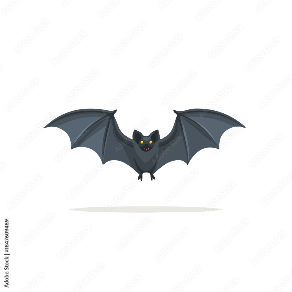 Fototapeta premium Bat, 2D flat vector illustration, simple and modern style, isolated on a plain white background.
