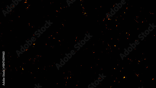 Perfect fire particles embers sparks on black background . Texture overlays.