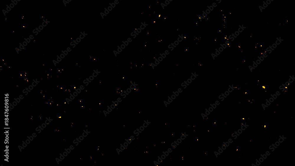 Obraz premium Perfect fire particles embers sparks on black background . Texture overlays.