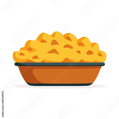 Simple flat 2D vector graphic of Shepherds Pie, modern icon look, displayed on a pure white background.