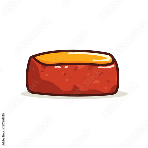 Meatloaf, 2D flat vector illustration, simple and modern style, isolated on a plain white background.