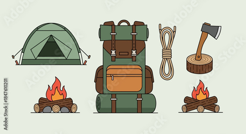Camping Backpack and Outdoor Gear Essentials.
