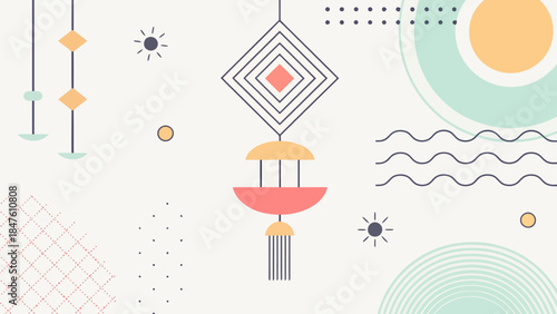Minimal Abstract Vector Composition with Floating Geometric Shapes in Soft Blue and Teal Tones | Editable EPS vectors.