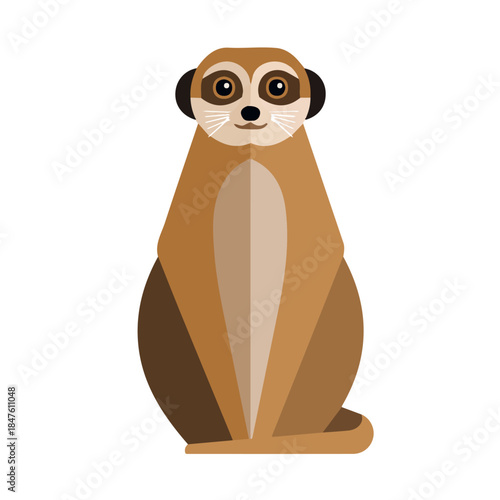 Simple flat 2D vector graphic of Meerkat, modern icon look, displayed on a pure white background.