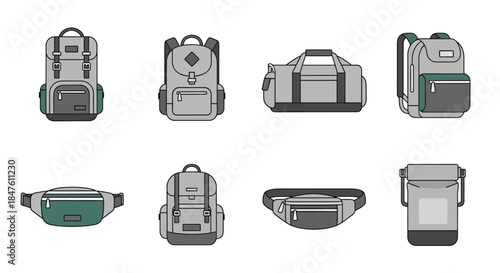 Collection of Various Backpacks and Waist Packs.