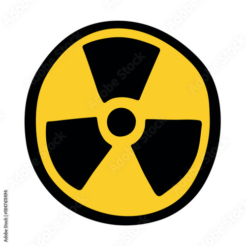 Hand drawn radiation sign Nuclear radiation hazard symbol Radioactive danger warning sign clipart in doodle style Nuclear safety Radioactive waste Single element for print, web, design, decor