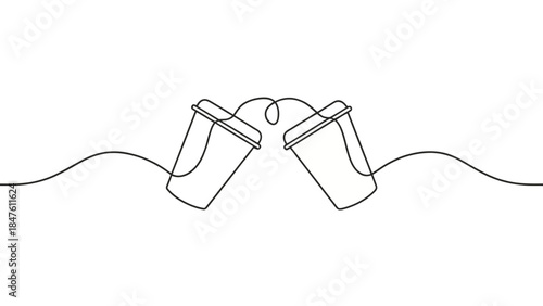 Elegant single-line artwork illustrating liquid being poured, symbolizing flow and transformation in a minimalist style. | Editable EPS vectors.