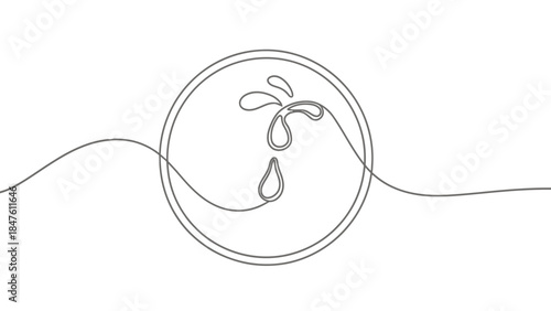 Minimalist single-line art depicting a frozen moment of liquid pouring, a study in form and fluidity. | Editable EPS vectors.
