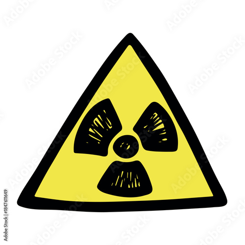 Hand drawn radiation sign Nuclear radiation hazard symbol Radioactive danger warning sign clipart in doodle style Nuclear safety Radioactive waste Single element for print, web, design, decor