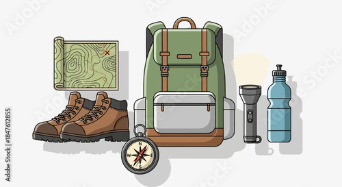 Hiking Backpack and Accessories for Adventure.