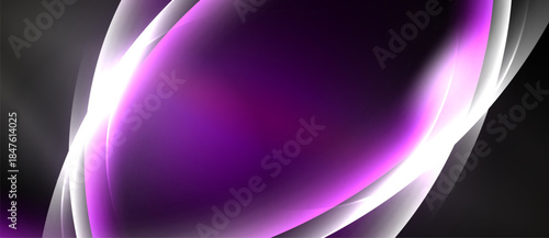 Abstract purple background. Smooth curves, bright highlights, dark shadows create dynamic visual effect. Modern design element.