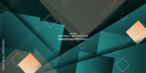 Abstract green banner background with overlapping square pattern design. Simple shadow banner background style. Vector eps10