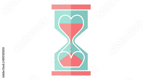 Minimalist Heart-Shaped Hourglass Illustration Representing Time and Love Concepts