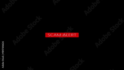 A high-impact digital featuring a scam alert symbol with exclamation mark, and system vulnerabilities data protection.Cyber security awareness on black background.