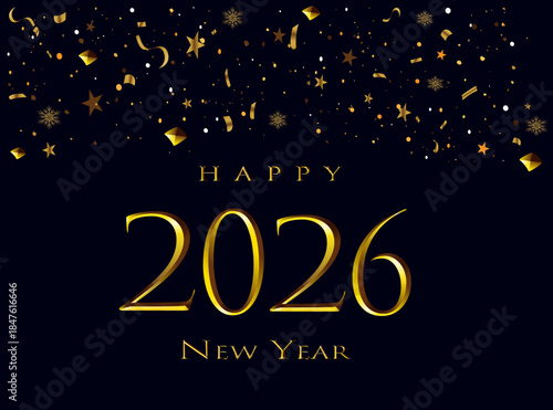 Happy New Year 2026. Design for Happy New Year 2026 celebration. Poster, card, banner. Vector illustration