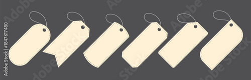 Blank paper price tag design. Sales label template. Vector illustration