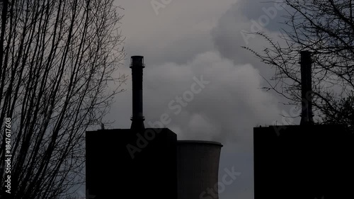 a dark and dusty power plant background 4k 30fps video
