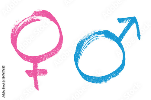 Hand drawn female and male gender identity sign Symbol used to represent sex and gender Single element for print, web, design, decor