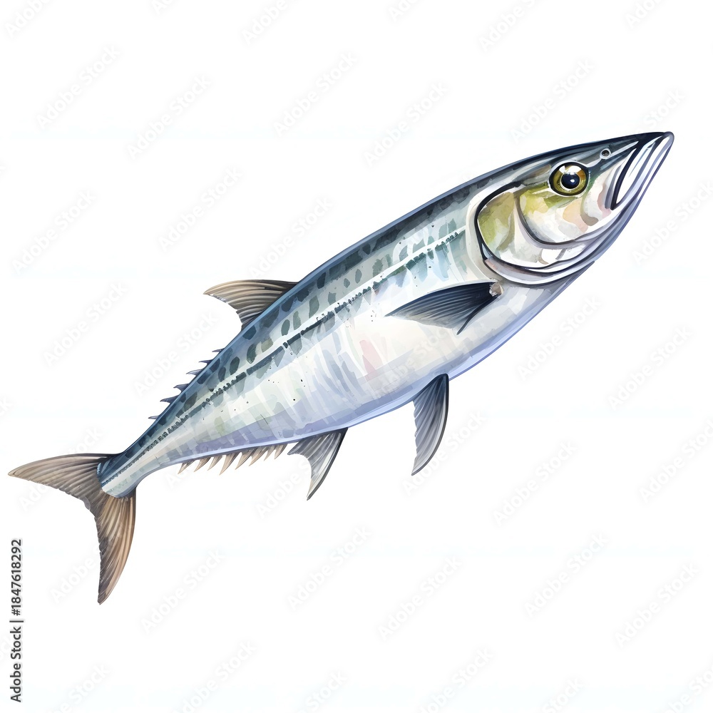 Fototapeta premium Scomberomorus cavalla swimming gracefully through the ocean currents