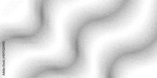 diagonal black halftone undulate net background. Curved dashed gradient element for poser, banner, presentation, booklet, flyer. Vector art background eps10