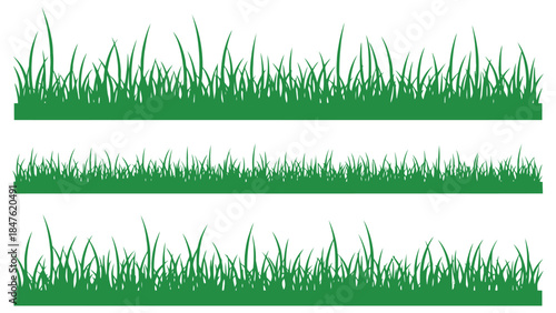 Green grass silhouettes in three different heights and densities