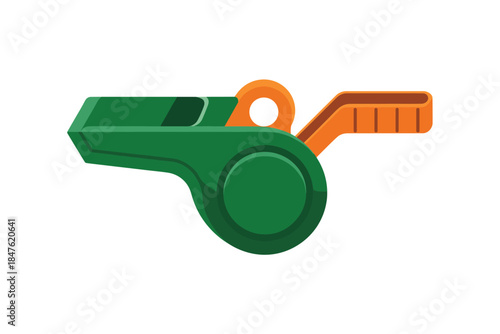 A green and orange whistle illustration on a white background viewed from the side