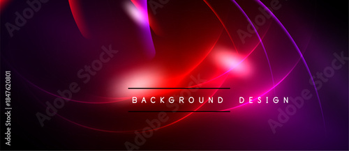 Abstract red purple design. Dynamic curves create glowing effect. Modern background suitable for various projects.