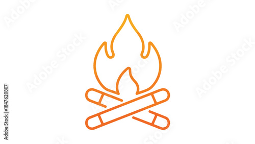 Vibrant campfire icon for outdoor and adventure themes