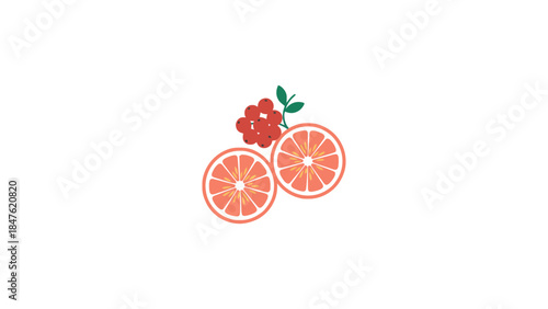 Vibrant citrus slices with fresh berries and leaves