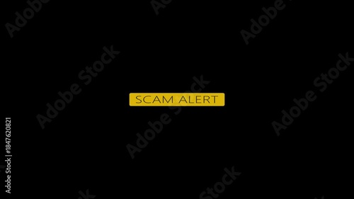 A high-impact digital featuring a scam alert symbol with exclamation mark, and system vulnerabilities data protection.Cyber security awareness on black background.