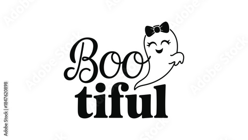Cute ghost with bow in boo tiful design