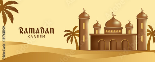 Ramadan and Eid greeting cards background with copy space,Eid Al-Fitr Mubarak, Ramadan Kareem, Islamic Style Greeting Background Collection with Arabic Ornaments in Modern design with geometric shape.