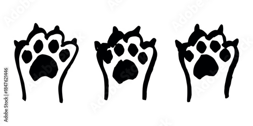 Set of hand drawn cute cat's paw Cat, dog, animal footprint in doodle style Single element for print, web, design, decor, greeting cards, children's prints