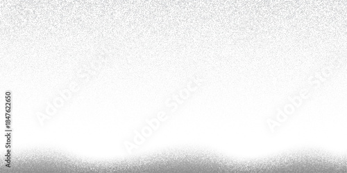 Abstract winter landscape with falling snow and snowdrifts made of digital noise vector illustration. White background with gray grain texture for Christmas banner or subtle technology design