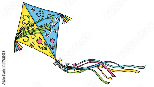 One kite, spring breeze theme