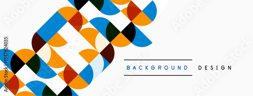 Abstract geometric pattern. Squares, circles overlap creating vibrant visual texture. Modern design element for backgrounds.