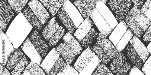 Close up textured black and white woven rope pattern