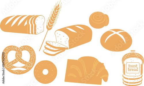 Variety of freshly baked bread and pastries on display