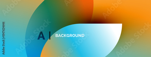 Abstract gradient background. Blue, green, orange hues blend smoothly. Text reads AI BACKGROUND in white letters. Modern design element.