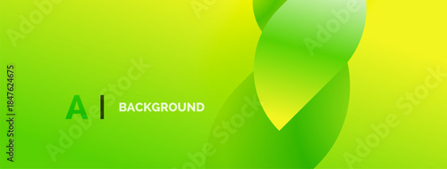 Bright green yellow gradient background. Abstract shapes overlap creating dynamic visual effect. Minimalist design, modern aesthetic.