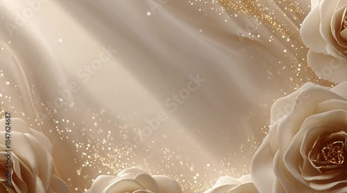 Close-up of elegant wedding rings resting on sand, silk fabric, and a bridal pillow featuring lace details, roses, and fashion elements for a beautiful marriage celebration of love