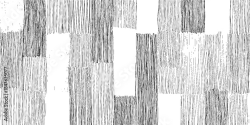 Black and white abstract pattern of vertical lines and white rectangles