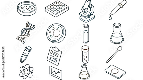 Colorful science icons for educational materials and presentations