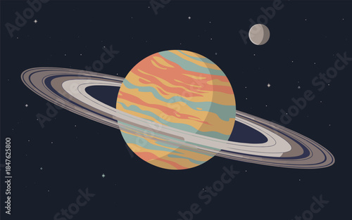 Saturn's majestic ring system shines brightly in the dark vastness of outer space