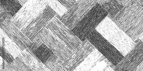 Black and white abstract textured background with diagonal hatching patterns